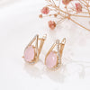Hot Pink Zircon Water Drop Earrings For Women Rose Gold Color Bride Daily Jewelry - Image 4