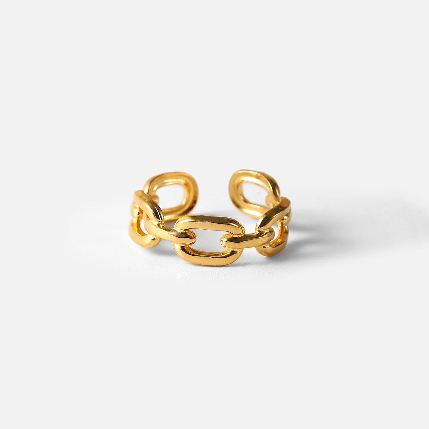 Twisted Link Chain Open Rings Stainless Steel Jewelry Gold Plated Adjustable Finger Rings For Women Party Gift - Image 1