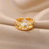 Heart Rings for Women Grils Gold Plated Adjustable Stainless Steel Ring  Trend   Wedding Couple Jewelry anillos mujer