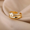 Heart Rings for Women Grils Gold Plated Adjustable Stainless Steel Ring  Trend   Wedding Couple Jewelry anillos mujer