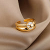 Heart Rings for Women Grils Gold Plated Adjustable Stainless Steel Ring  Trend   Wedding Couple Jewelry anillos mujer