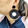 Kuguys Vintage Vinyl Dangle Earrings for Women Black White Clear Acrylic Round Shape Jewelry Accessories - Image 3