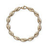 Gold Color European Women Jewelry Micro Pave CZ Oval Beaded Link Chain Bracelet - Image 1