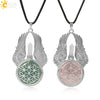 Csja Amethysts Stone Pendant Women Angel Wings Necklaces Flower of Life Necklace Wrapped Crystal Angel Caller - Image 1