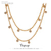 Cubic Zirconia Bead Chic Double Layered Jewelry Necklace Stainless Steel Collar Women Necklace Party Gift - Image 1