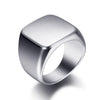 Wide Square Signet Ring for Men in Stainless Steel - Image 6
