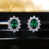 Full Zircon Stud Earrings for Women Blue/Purple/Red/Pink/Black/White/Green Oval CZ Wedding Female Jewelry - Image 5