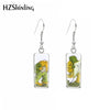 Rectangle Hook Earrings Glass Cabochon Frog and Toad Pattern Stainless Steel Earrings Jewelry - Image 2