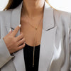 Copper Snake Chain Tassel Necklace with Ball Pendant in Gold-Tone or Silver-Tone - Image 3