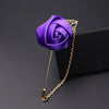 Ribbon Rose Flower Golden Leaf Brooch Pin for Men Women Silk Buttonhole Groomsmen Party Prom Suit Accessories - Image 12