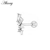 1PC Zircon CZ Leaf Heart Star Flower Ear Studs Cartilage Earring for Women Stainless Steel Small Ear Piercing Jewelry - Image 11