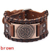 Totem Design Wide Leather Pirate Compass Bracelet Men's Bracelet Celtic Viking Jewelry Compass Bracelet Accessories Party Gifts - Image 1