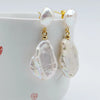 Baroque Women's Earrings Drop Shape White Freshwater Pearl Pendant Handmade Jewelry - Image 2