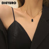 316L Stainless Steel Minimalist Rectangular Pendant Korean Black Epoxy Women's Gold Necklace Long Jewelry Gift - Image 2
