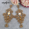 Rhinestone Drop Earrings Vintage Hollow Big Dangle Earrings Jewelry For Women Gift - Image 2