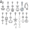 14G Animal Heart Dangle Belly Button Rings Steel Curved Navel Barbell Ring Body Jewelry Piercing Ombligo for Women Girl - Image 1