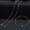 3mm Double Bead Round Link Chain Bracelet Necklace Rose Gold Color Set Jewelry - Image 6