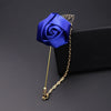 Ribbon Rose Flower Golden Leaf Brooch Pin for Men Women Silk Buttonhole Groomsmen Party Prom Suit Accessories - Image 16