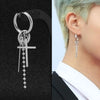 1 PC Boy Korean Punk Stainless Steel Cross Hoop Earring For Men Long Chain Tassel Leaf Moon Rock Hip Hop Piercing Stud Jewelry - Image 10
