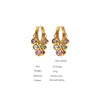 Stainless Steel Colorful Cubic Zirconia Hoop Earrings for Women Metal Texture Geometric Earrings Gift - Image 15
