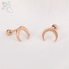 ZS 3 Color Rose Gold Moon Stud Earrings for Women Stainless Steel Cartilage Helix Piercing Earrings Steel Gold Ear Stud Jewelry - Image 3