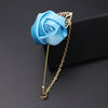 1 Pcs Ribbon Men Rose Flower Golden Leaf Brooch Pin Suit Lapel Men Wedding Boutonniere Brooch Jewelry - Image 14
