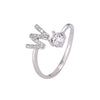 Buyee Silver Female Ring Finger White Zircon A-Z Letter Open Ring for Women Party Jewelry Circle - Image 14