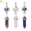 Csja Stone Pendant Merkaba Locket Pendulum Hexagonal Prism Crystal Long Pendants for Necklaces Women Jewelry - Image 1