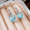 Blue CZ Heart Earrings for Women Simple and Elegant Wedding Accessories Silver Color Versatile Ear Jewelry Gift - Image 4