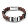 Brown 316L Stainless Steel Irregularly Cracked Man Bracelet Braided Leather Men's Jewelry Items - Image 8
