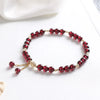 Gold Plated Garnet Crystal Stone Beaded Strand Thin Bracelets for Women Girls Jewelry Official-website - Image 1