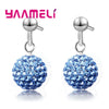 Silver Earrings Austrian Crystal Pave Disco Ball Hoop Lever Back Huggie Women Girls Jewelry - Image 15