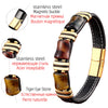 Tiger Eye Bead Bracelet with Stainless Steel Details in Multiple Colors - Image 6