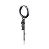 Unisex Titanium Stainless Steel Fish Bone Hoop Earrings Black Color HipHop Punk Chic Tassel Chain Man Party - Image 7