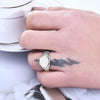Women Signet Ring Polished Seal Chunky Oval Width Ring Stainless Steel Simple Punk Jewelry Accessories - Image 2