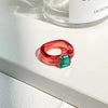 Simple Inlaid Colorful Zircon Resin Ring Women Sweet Cute Birthday Party Commemorative Jewelry Gift - Image 19
