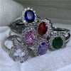 Fahion Princess Diana ring silver Oval cz Birthstone Engagement Wedding Band Rings For Women Jewelry - Image 3
