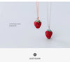 Modian Genuine 925 Sterling Silver 3D Strawberry Pendant Necklace for Women Crystal Chain Link Necklaces Fine Jewelry
