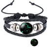 12 Zodiac Sign Glow in The Dark bracelet Bangle For Women Men Glass Constellations Charm Leather Rope Chains Jewelry - Image 21