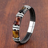 Tiger Eye Bead Bracelet with Stainless Steel Details in Multiple Colors - Image 10