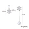 Simulated Pearl Dangle Earrings Korean Women Snowflake Drop Earrings Silver Color Pearl Pendants Earrings - Image 2