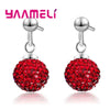 Silver Earrings Austrian Crystal Pave Disco Ball Hoop Lever Back Huggie Women Girls Jewelry - Image 23