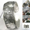 Chinese Style Vintage Tibetan Silver Elephant Carved Flower Geometric Open Bangle Cuff Wide Bracelet Jewelry Gift For Women - Image 1