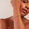Gold Color European Women Jewelry Micro Pave CZ Oval Beaded Link Chain Bracelet - Image 2