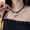 Hip-Hop Black Glass Beaded Love Heart Necklace for Women Men Simple Minimalist Collar Necklaces Jewelry Gifts Free Shipping