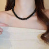 Hip-Hop Black Glass Beaded Love Heart Necklace for Women Men Simple Minimalist Collar Necklaces Jewelry Gifts Free Shipping