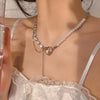 Hip Hop Irregular Star Pendant Chain Necklace for Women Shiny Zircon Crystal Beads Necklace Asymmetric Cool Girl Choker Jewelry