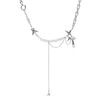 Hip Hop Irregular Star Pendant Chain Necklace for Women Shiny Zircon Crystal Beads Necklace Asymmetric Cool Girl Choker Jewelry