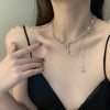 Hip Hop Irregular Star Pendant Chain Necklace for Women Shiny Zircon Crystal Beads Necklace Asymmetric Cool Girl Choker Jewelry