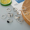 Hollow Heart Butterfly Flower Crystal Ring Devil's Eye Opening Adjustable Ring Set for Women Men Jewelry Party Gifts Accessories